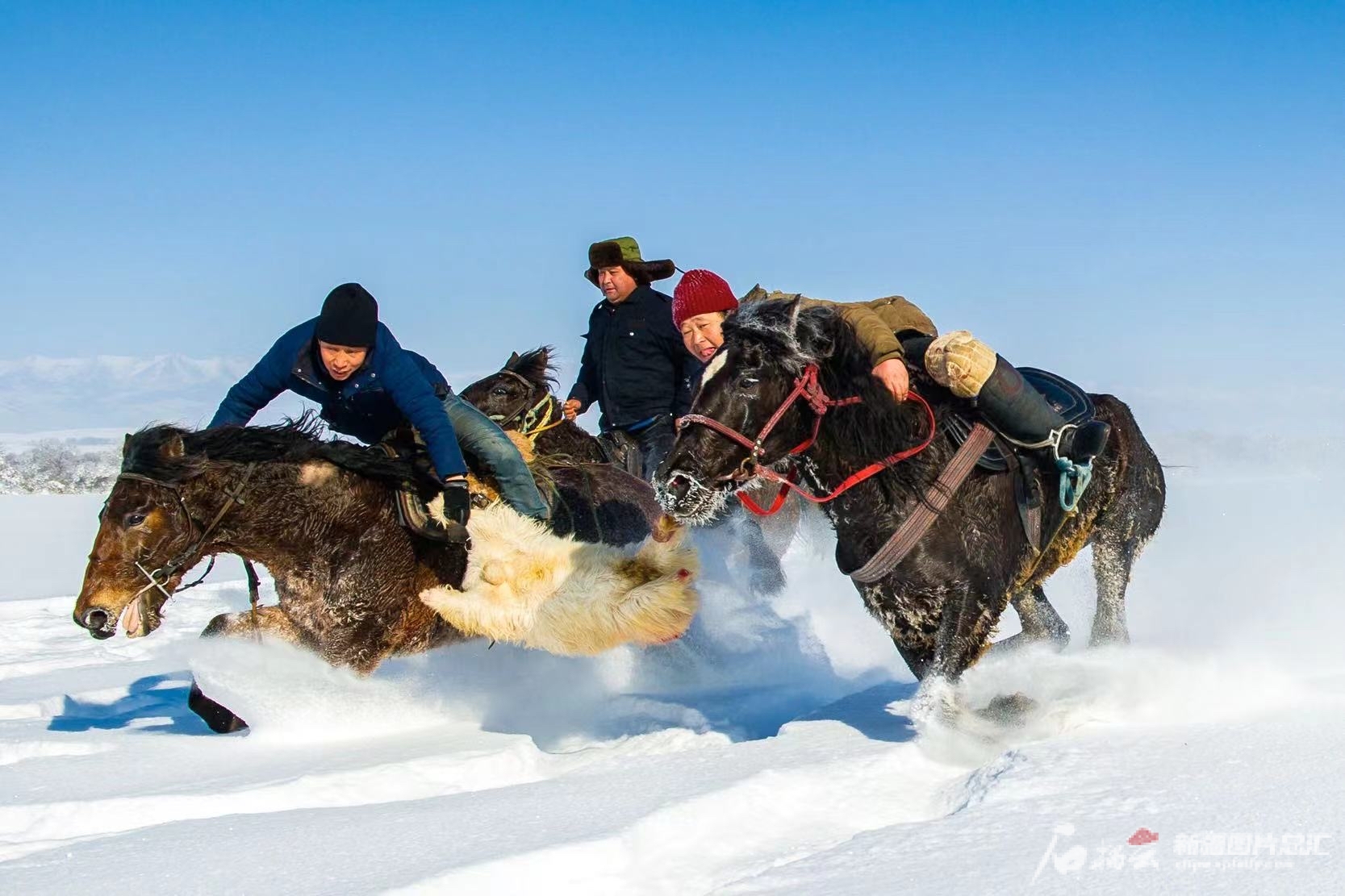 伊犁哈薩克自治州將冰雪休閑旅游與刁羊、賽馬等民俗活動(dòng)相集合,，打造民俗冰雪休閑游,。秦杰攝